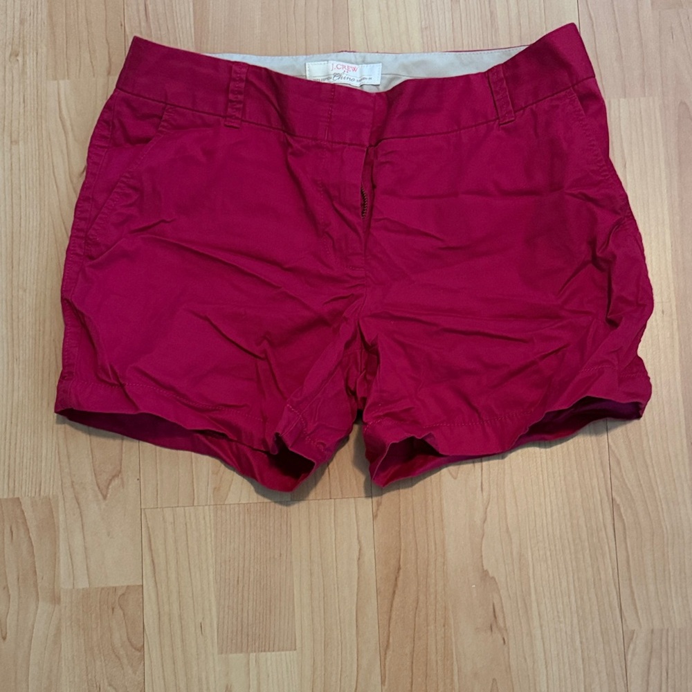 J. Crew High-Rise Cotton Chino Shorts in Bright Fuchsia